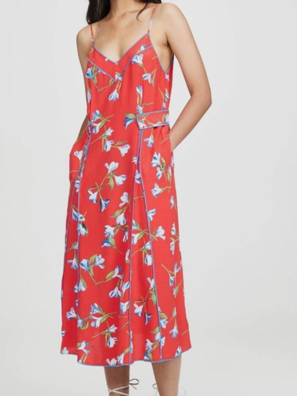 RAG AND BONE Red and blue floral maxi dress